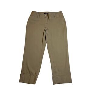 White House Black Market Slim Crop Pants w/ Cuffed Hem Size 2 Office Neutral